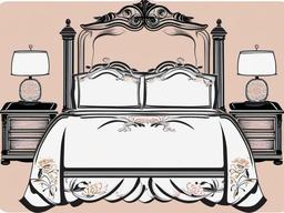 Bed clipart - bed with a soft quilt and decorative pillows  