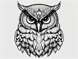 Bubo Owl Tattoo - Showcase the iconic owl character Bubo with a tattoo paying homage to mythology.  simple color tattoo,vector style,white background