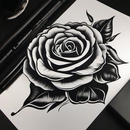 Blackout Rose Tattoo-Embrace of boldness and mystery with a blackout rose tattoo, symbolizing the enigmatic beauty of the bloom.  simple vector color tattoo