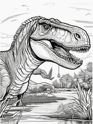 Suchomimus Coloring Pages - Fish Eating Dinosaur  black outline printable coloring page