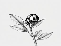 drawing of a ladybug on a plant  minimal rough sketch scribbles,doodles,black and white