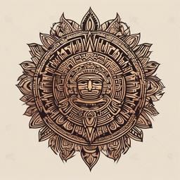 aztec sun stone tattoo  simple vector color tattoo