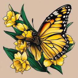 daffodil butterfly tattoo  