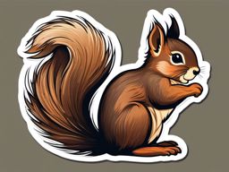 Squirrel Sticker - An agile squirrel with a fluffy tail. ,vector color sticker art,minimal