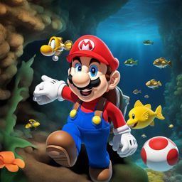 mario coloring pages - mario explores underwater caves in search of hidden treasures. 