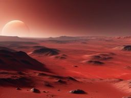 Mars Landscape - A Martian landscape with red terrain and a view of the Martian surface  8k, hyper realistic, cinematic