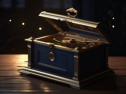 A broken music box emits eerie melodies in the moonlight.  8k, hyper realistic, cinematic