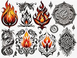 fire element symbol tattoo  simple color tattoo,white background