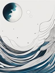 Minimalist Moon and Waves Tattoo - Combine minimalism with the beauty of a moon and waves in a tattoo.  simple vector color tattoo,minimal,white background