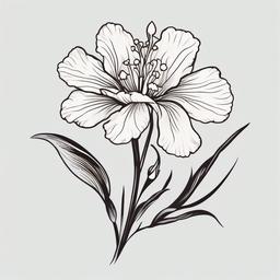 Carnation Snowdrop Flower Tattoo,Charm of carnations with the purity of snowdrop flowers in a tattoo, expressing hope and beauty.  simple color tattoo,minimal vector art,white background