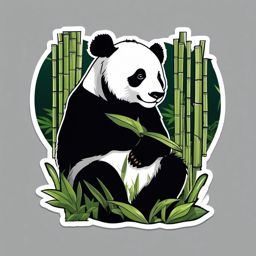 Panda in Bamboo Forest Sticker - A panda peacefully dwelling in a lush bamboo forest. ,vector color sticker art,minimal