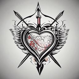 arrow and heart tattoo  vector tattoo design