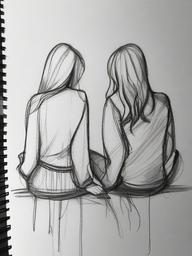 pencil sketches of friends forever  minimal rough sketch scribbles,doodles,black and white