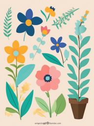 Spring Floral Clipart,Decorating a spring-themed garden party with spring floral clipart  simple, 2d flat