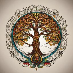 tree of life kabbalah tattoo  simple vector color tattoo