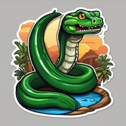 Anaconda cartoon - massive, water-dwelling constrictor  cartoon sticker style