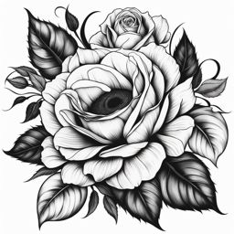 Sunflower rose tattoo, Elegant tattoos featuring a combination of sunflowers and roses.  color, tattoo patterns, white clean background