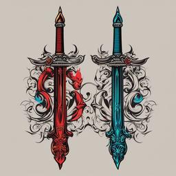 3 sword tattoo  simple vector color tattoo