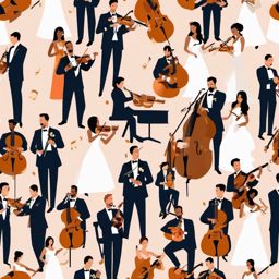 Wedding Music clipart - Musicians at the wedding, ,vector color clipart,minimal