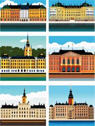 Stockholm clipart - Stockholm Palace and city islands,  color vector clipart