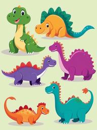 Dino Clipart Cute,Cute and playful dinosaur illustrations  vector clipart