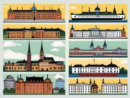 Stockholm clipart - Stockholm Palace and city islands,  color vector clipart