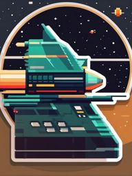 Pixel art spaceship sticker- Retro gaming, , sticker vector art, minimalist design