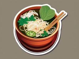 Pho Sticker - Warm up with a steaming bowl of pho, a Vietnamese noodle soup with aromatic broth, , sticker vector art, minimalist design