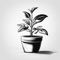 drawing of a cartoon plant  minimal rough sketch scribbles,doodles,black and white