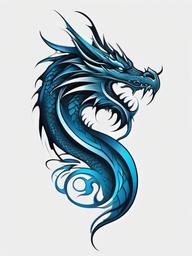Ice Dragon Tattoo - Cool and icy-themed dragon tattoo design.  simple color tattoo,minimalist,white background