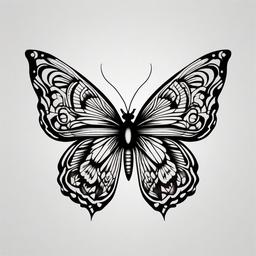 black traditional butterfly tattoo  simple color tattoo,white background,minimal