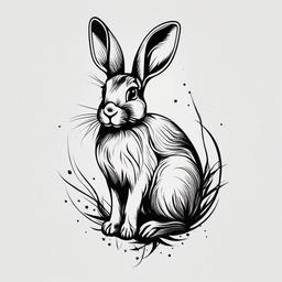rabbit tattoo small  minimalist color tattoo, vector