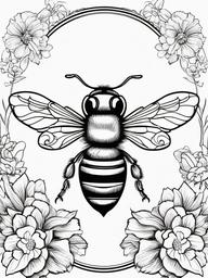 Bumblebee Coloring Pages - Bee wearing a crown of flowers  simple coloring pages