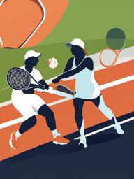 Tennis Match Clipart - A tennis match in full swing.  color vector clipart, minimal style