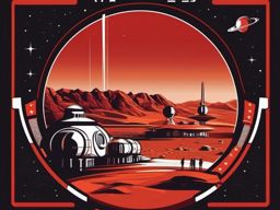 Mars Base One sticker- Futuristic space settlement on the red planet, , sticker vector art, minimalist design