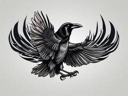 crow flying tattoo  simple vector color tattoo