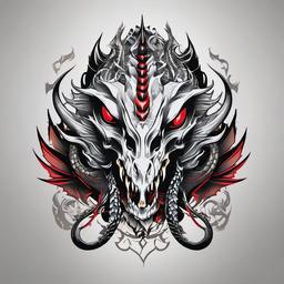 Dragon and Skull Tattoo Designs - Edgy designs featuring dragons and skulls.  simple color tattoo,minimalist,white background