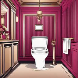 Toilet clipart - fancy toilet in a luxurious bathroom  color,minimalist,vector clipart