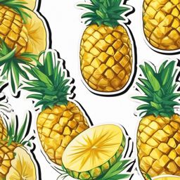 Pineapple Drink Sticker - Refreshing beverage, ,vector color sticker art,minimal