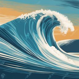 wave clipart - an ocean wave in mid-curl, capturing the thrill of surfers on a tropical island 