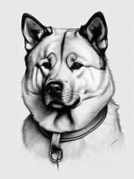 drawing of a Akita dog  minimal rough sketch scribbles,doodles,black and white