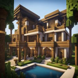 arabian palace with opulent decor and lush gardens - minecraft house ideas minecraft block style