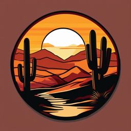 Sunset over desert sticker- Warm and vast, , sticker vector art, minimalist design