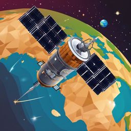 Satellite clipart - Satellite in Earth's orbit, ,vector color clipart,minimal