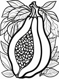 Fruit Coloring Pages - Papaya with seeds inside  simple coloring pages