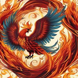 Phoenix Clipart in Flames,Rebirth and renewal, the mythical phoenix takes flight amidst fiery flames. 