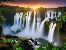 Nature Wallpaper - Iguazu Falls' Waterfall Wonders  wallpaper style, intricate details, patterns, splash art, light colors