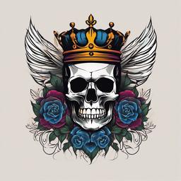Skull King and Queen Tattoo - Blend skulls and royalty for a bold and edgy statement.  minimalist color tattoo, vector
