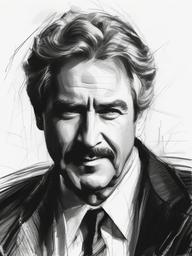 drawing of a famous person in a movie scene  minimal rough sketch scribbles,doodles,black and white