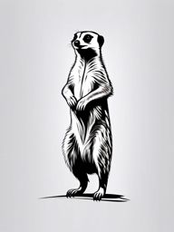 Meerkat Tattoo - Alert meerkat standing on its hind legs  few color tattoo design, simple line art, design clean white background